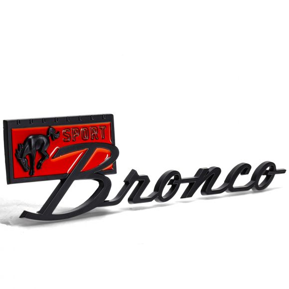 Bronco Sport Script Fender Emblem + Clips | Black | 67-77 Ford Bronco